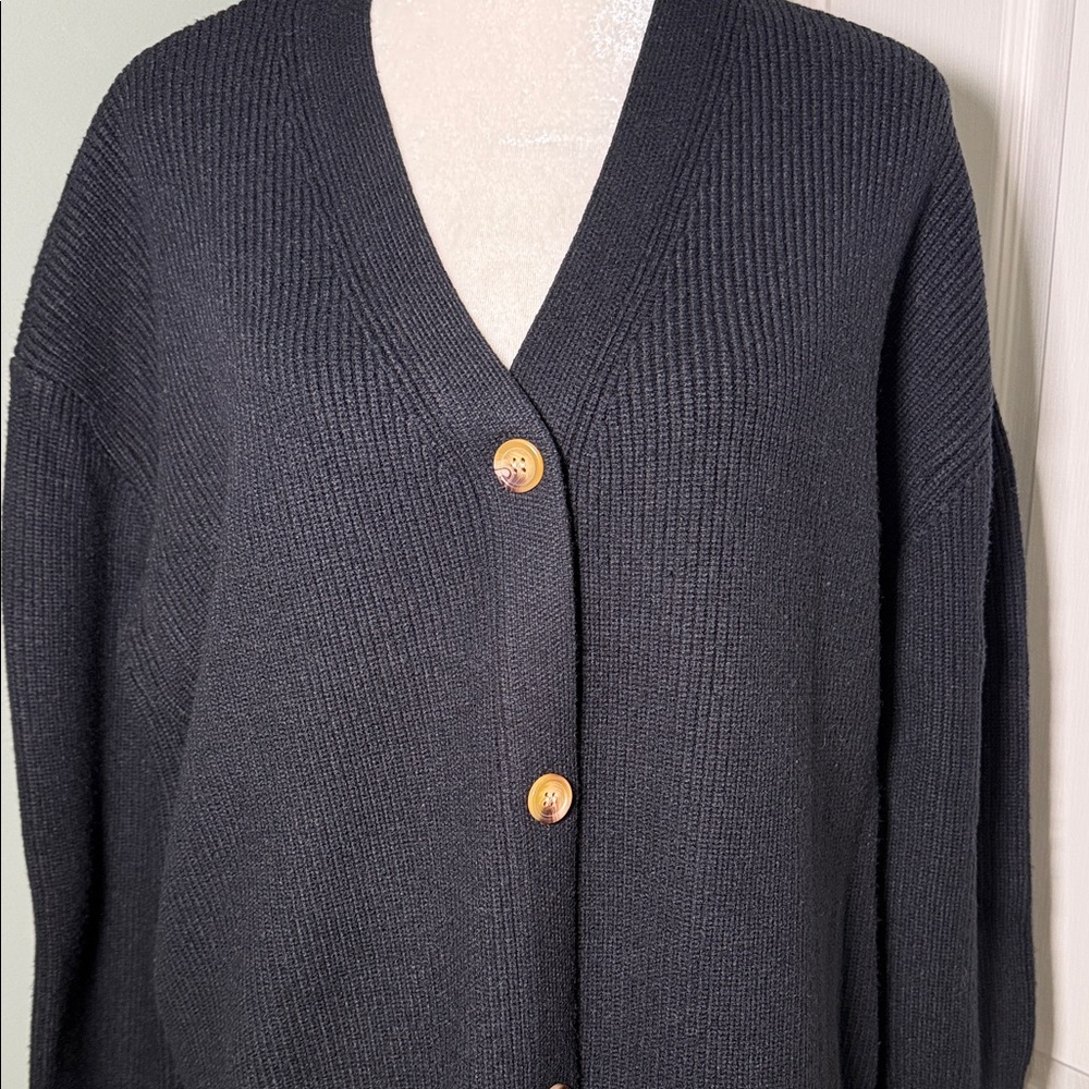 Lillusory Black Button Front Ribbed Cardigan Swea… - image 3
